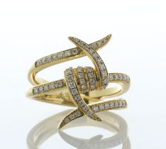 18ct Yellow Gold Diamond Criss Cross Ring 0.50 Carats