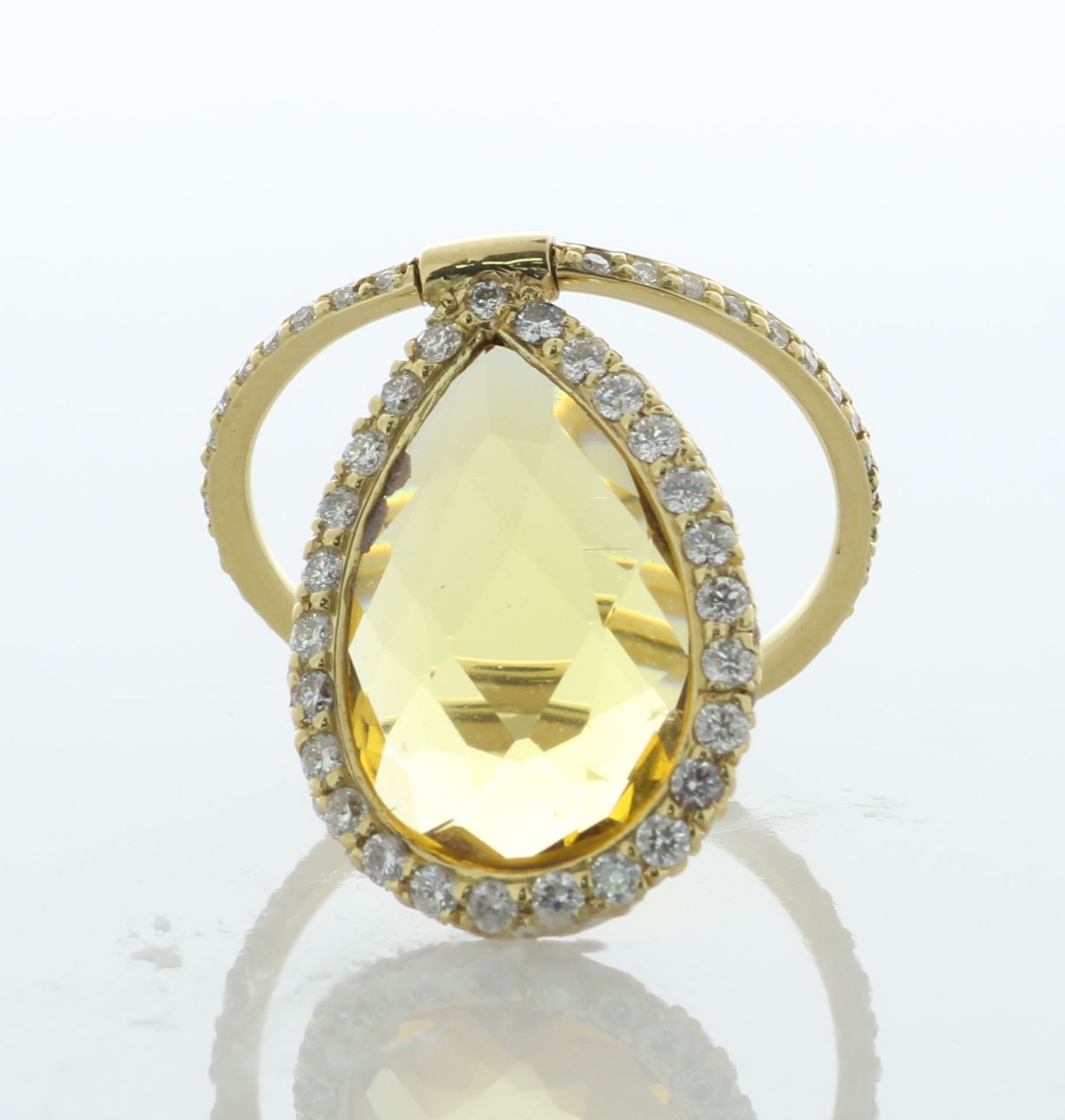 Yellow Gold Diamond And Citrine Full Eternity Ring With Hinged Pear Citrine 0.60 Carats - Image 3 of 5