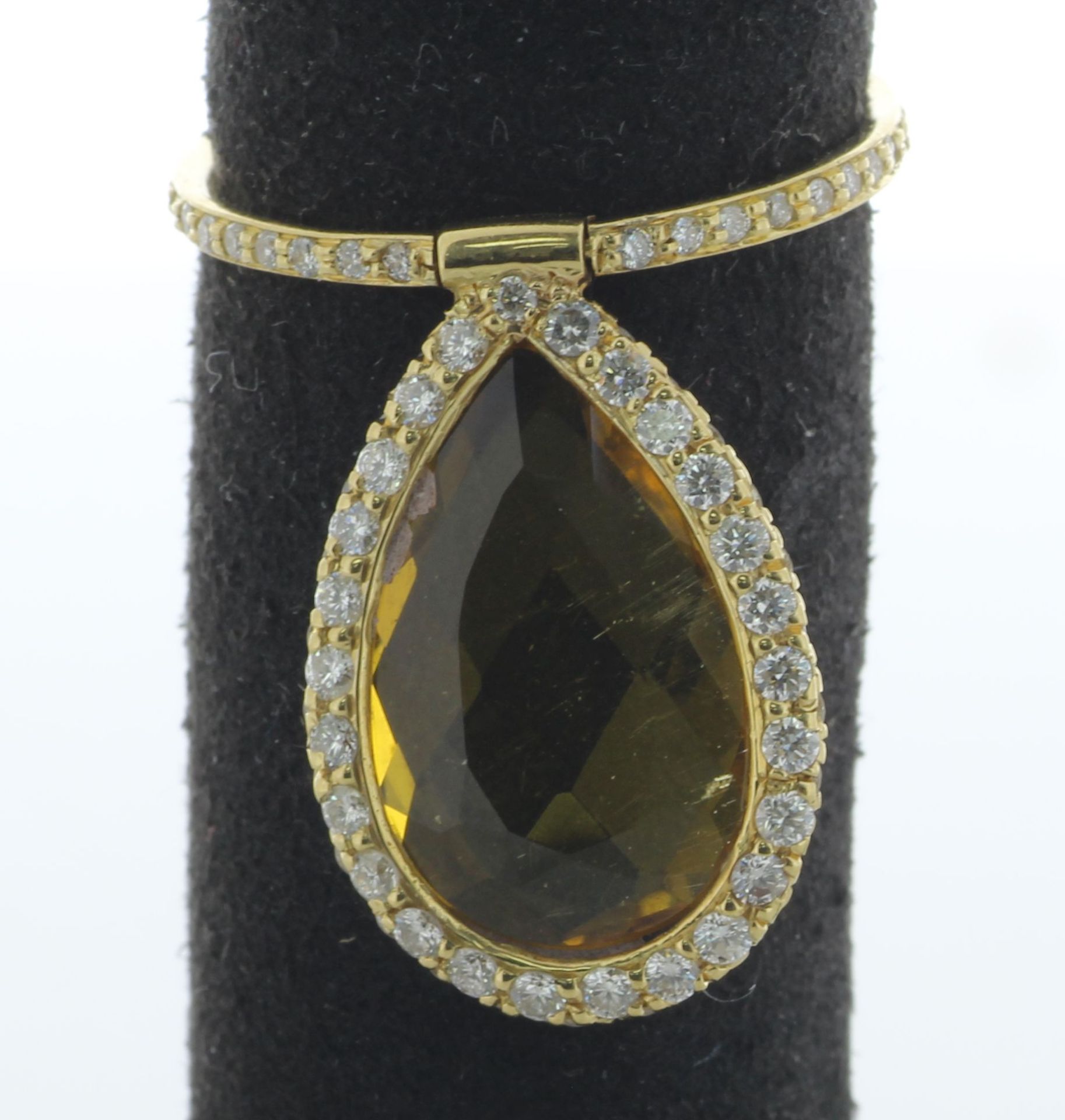 Yellow Gold Diamond And Citrine Full Eternity Ring With Hinged Pear Citrine 0.60 Carats - Image 2 of 5
