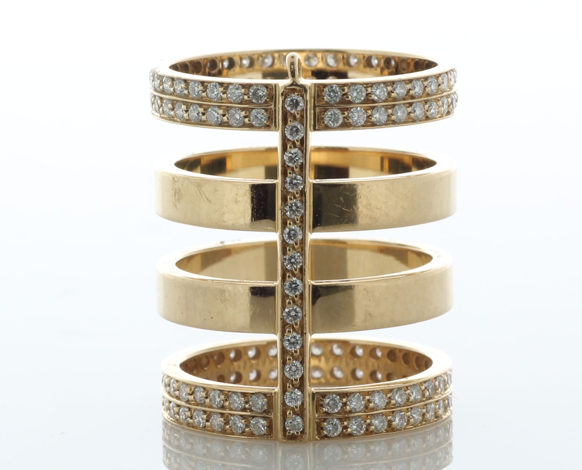 18ct Rose Gold Repossi Berbere Four Row Diamond Ring 1.60 Carats - Bild 3 aus 4