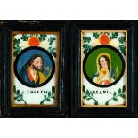 Hinterglasmalereien, 2 Stück "S. Maria und S. Joseph"