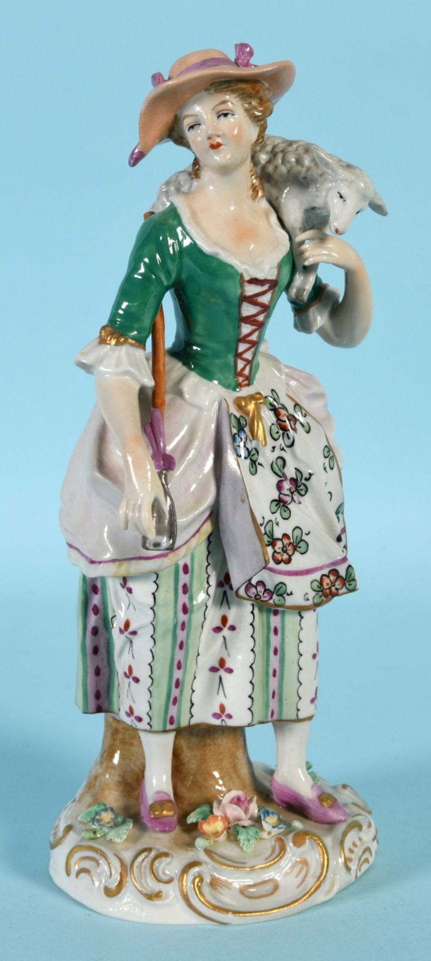 Figur - Hirtin mit Lamm "Sitzendorf"