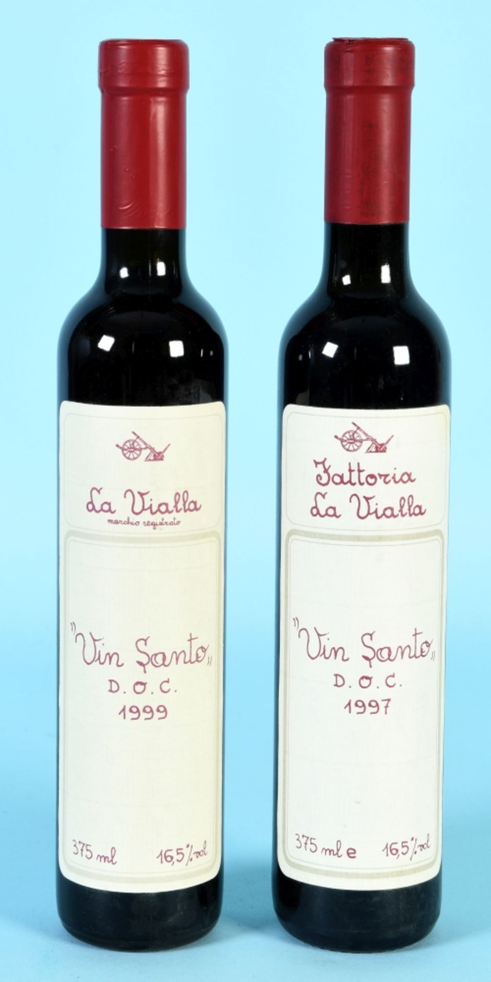Rotwein, 2 Flaschen "Trattoria La Vialla - Vin Santo D.O.C. 1995/1997"