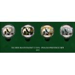 Münzen, 4 Stück - Silbermünzen "Silver Investment Coin - Panda Prestige Set 2016"