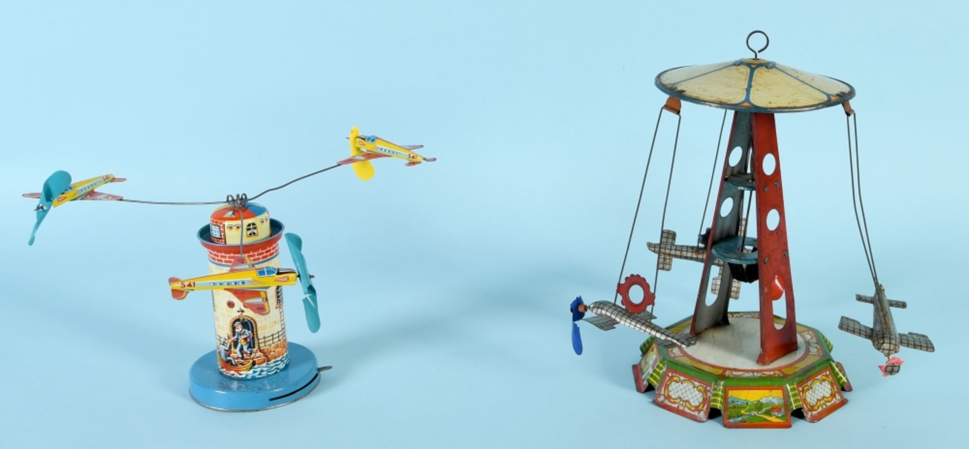 Blechspielzeug, 2 Modelle - Flugzeugkarussells