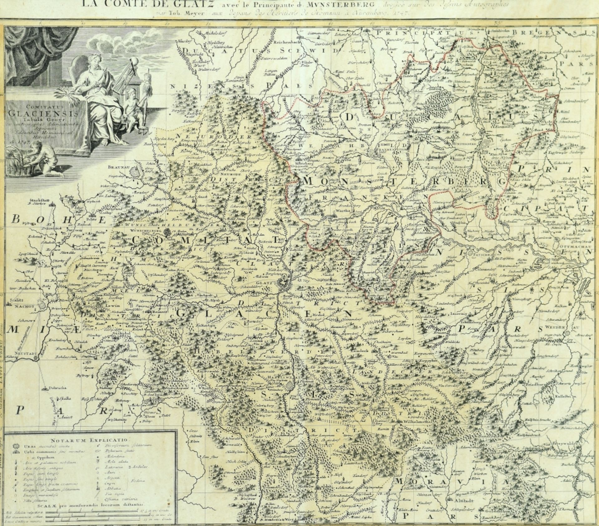 Landkarte "La comte de Glatz avec le Principaute de Munsterberg" - Bild 2 aus 2