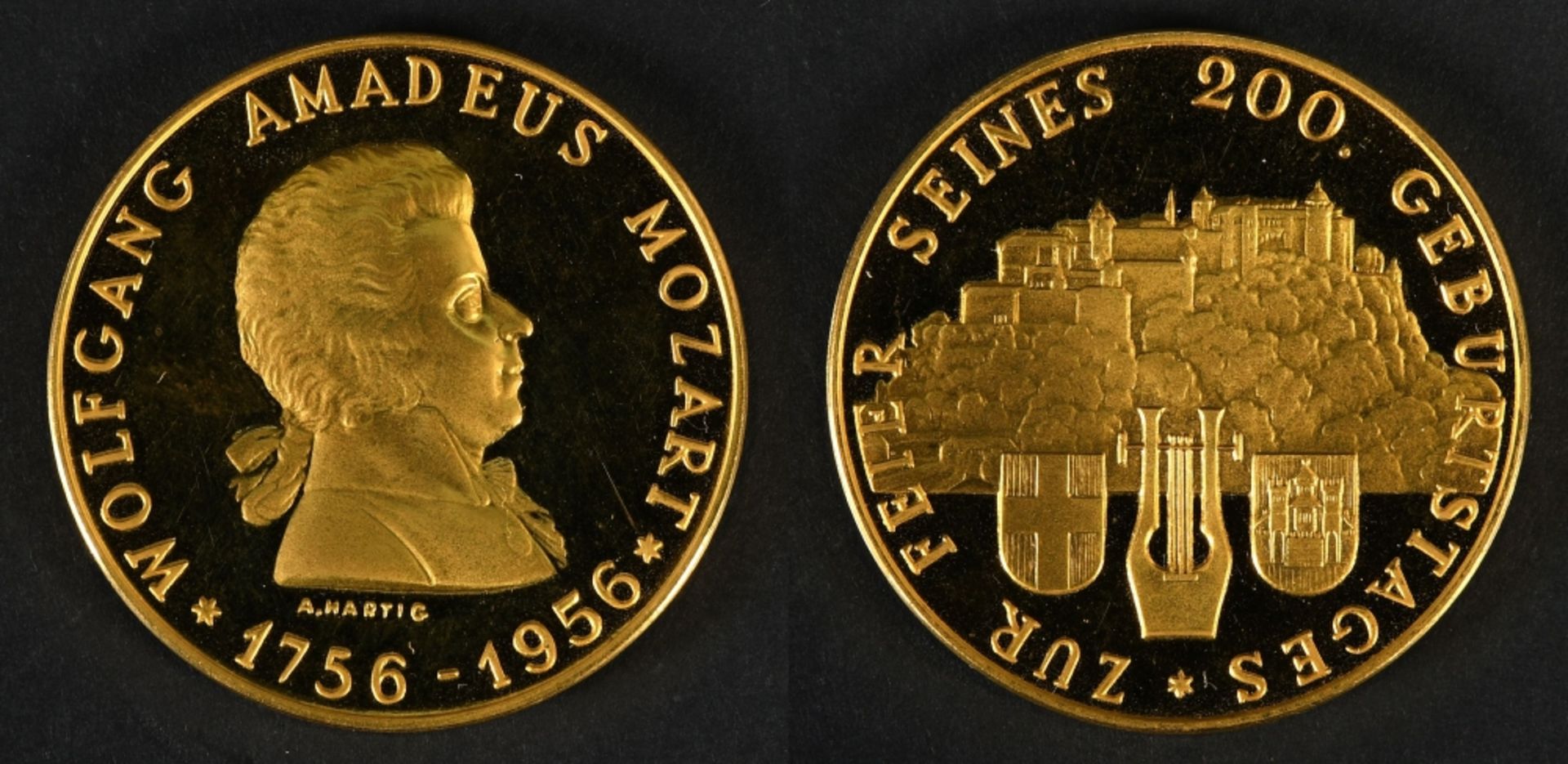 Medaille - Goldmedaille "200. Geburtstag Wolfgang Amadeus Mozart"