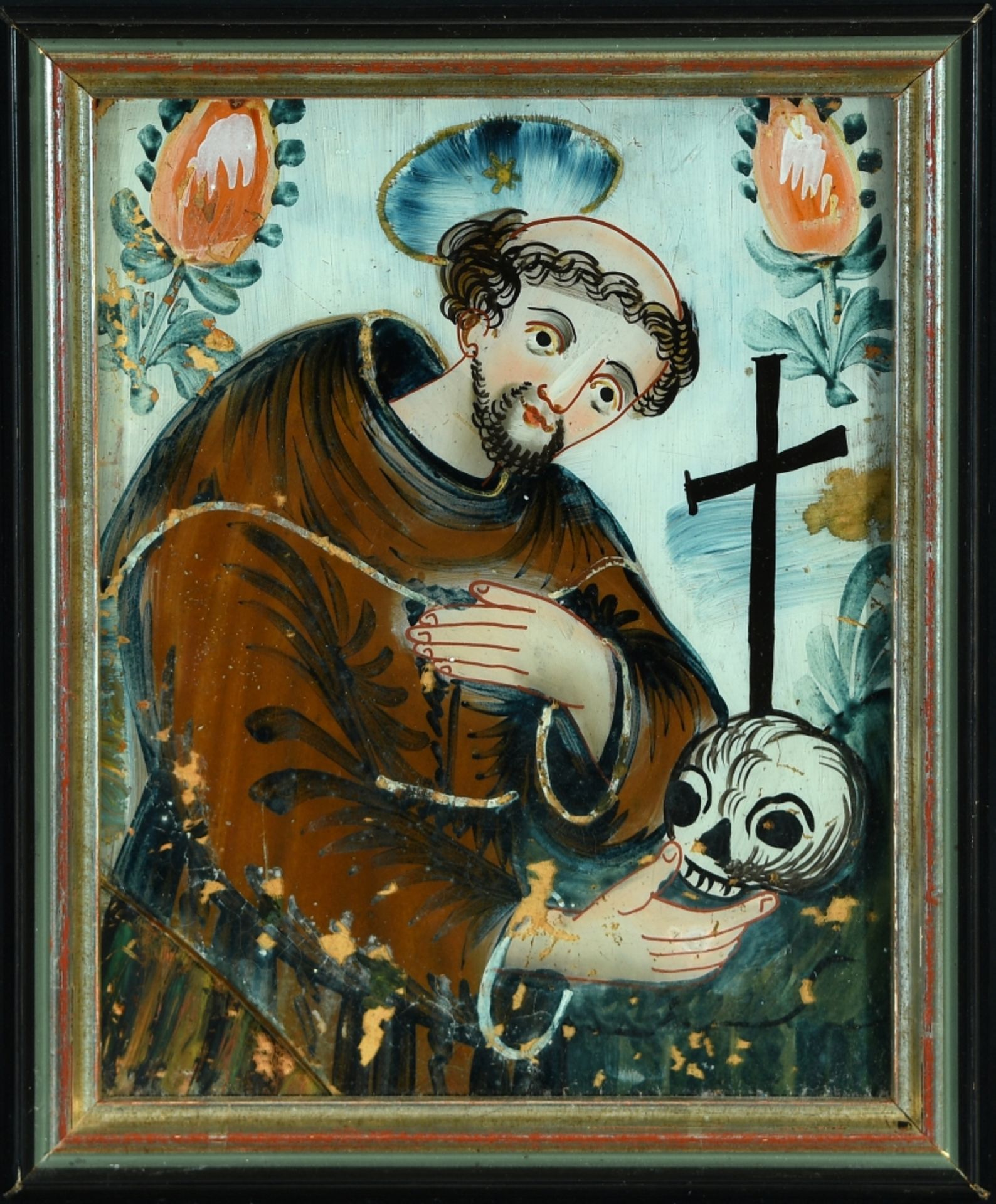 Hinterglasmalerei "Hl. Franz von Assisi"