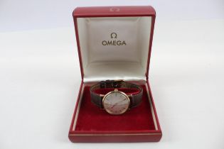 OMEGA GENEVE 9ct Gold Cased Gents Vintage WRISTWATCH Hand-wind WORKING Boxed // OMEGA GENEVE 9ct