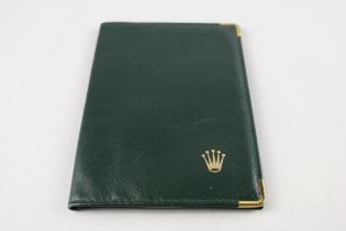 Vintage ROLEX Gents Green Leather Money Wallet w/ Gold Tone Detail // Dimensions - 10.5cm(w) x 14.