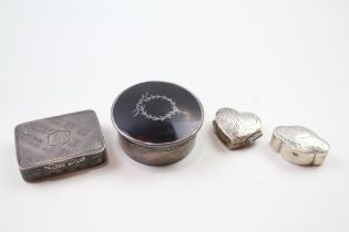 4 x Antique / Vintage Hallmarked .925 Sterling Silver Pill / Trinket Boxes (52g) // Inc