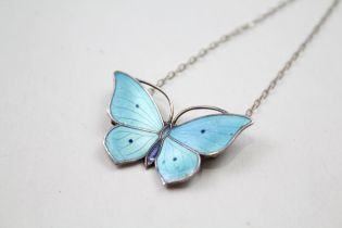 Silver enamel butterfly necklace by Marius Hammer (6g)