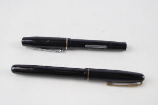 2 x Vintage WATERMAN Fountain Pens w/ 14ct Gold Nibs WRITING Inc Skywriter, 502 // Dip Tested &