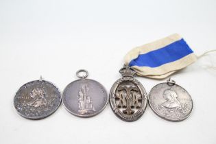 4 x Victorian .925 Sterling Silver Temperance Medals (80g) // In antique condition Signs of use &