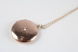 9ct gold seed pearl locket & chain (6.5g)