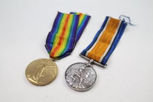 WW1 Medal Pair & Original Ribbons // Named - 18689 PTE. T. Hamilton. Scottish Rifles In antique