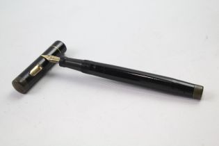 Vintage MABIE TODD Swan Leverless Black FOUNTAIN PEN w/ 14ct Gold Nib WRITING // Dip Tested &