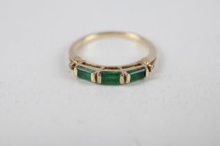 9ct gold emerald & diamond ring (1.9g) Size L 1/2