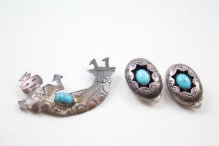 A collection of silver Native American jewellery including Simon Yazzie (11g)