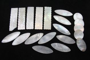 20 x Antique / Vintage MOTHER OF PEARL Chinese Gaming Tokens / Chips // In antique / vintage