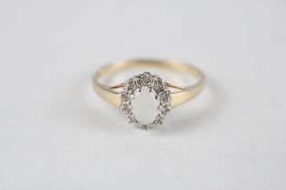 9ct gold opal & diamond cluster ring (2g) Size U