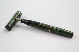 Vintage MABIE TODD Swan Visofil Green Fountain Pen w/ 14ct Gold Nib WRITING // Dip Tested &