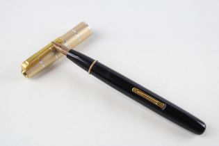 Vintage WATERMAN 575 Black Fountain Pen w/ 14ct Gold Nib WRITING // Dip Tested & WRITING In