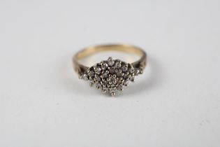 9ct gold vintage diamond cluster ring (1.9g) Size H 1/2