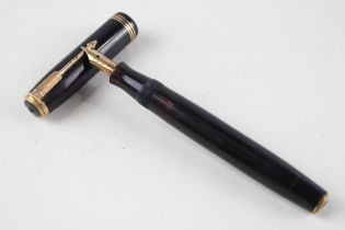 Vintage PARKER Vaccumatic Black Fountain Pen w/ 14ct Gold Nib WRITING // Dip Tested & WRITING In