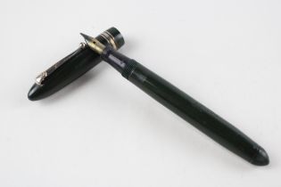 Vintage MABIE TODD Swan Leverless Green FOUNTAIN PEN w/ 14ct Gold Nib WRITING // Dip Tested &