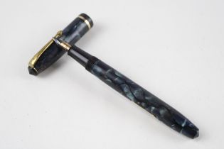 Vintage CONWAY STEWART 15 Navy FOUNTAIN PEN w/ 14ct Gold Nib WRITING // Dip Tested & WRITING In