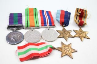 WW2 GVI GSM Medal Group Inc Africa & Italy Star Etc // GSM Palestine 1945-1948 Named - PTE. E. J.