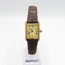 MUST DE CARTIER TANK VERMEIL 1613 Ladies .925 Silver WRISTWATCH Quartz WORKING // MUST DE CARTIER