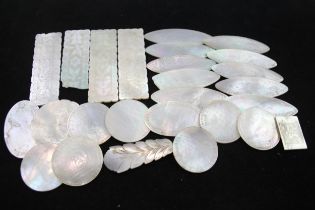 25 x Antique / Vintage MOTHER OF PEARL Chinese Gaming Tokens / Chips // In antique / vintage