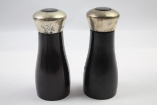 2004 London Sterling Silver Topped & Wooden Salt & Pepper Cellars (492g) // Maker - Unidentifiable