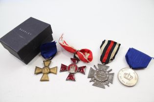 4 x WW1 German Prussian Medals Inc Hanseatic Cross, Army Long Service, 1914-15 // In antique