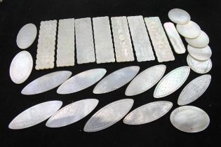 26 x Antique / Vintage MOTHER OF PEARL Chinese Gaming Tokens / Chips // In antique / vintage