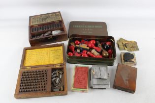 Job Lot Antique/ Vintage Printing Items Inc. Letter Blocks Stamps Sets Etc // Job Lot Antique/