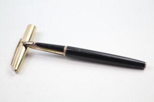 Vintage WATERMAN C/F Black FOUNTAIN PEN w/ 18ct Gold Nib, Rolled Gold Cap // Dip Tested & WRITING In