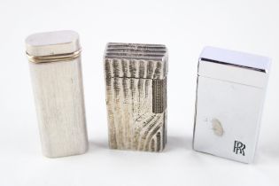 3 x Lighters Inc Dunhill Rollagas Vintage Silver Plated - Rolls Royce & Cartier // 3 x Lighters