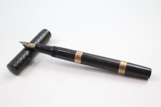 Vintage WATERMAN Ideal Brown Fountain Pen w/ 9ct Banding 14ct Gold Nib WRITING // Dip Tested &