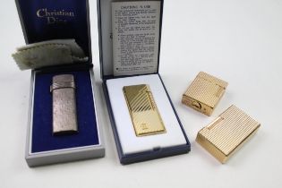 4 x Quality Lighters Inc ST Dupont Gold Plated - Givenchy & Christian Dior Paris // 4 x Quality