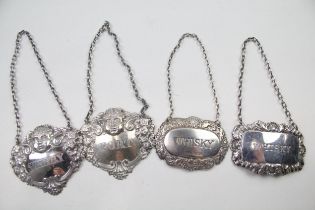 4 x Vintage Hallmarked .925 Sterling Silver Ladies Decanter Labels (60g) // In vintage condition