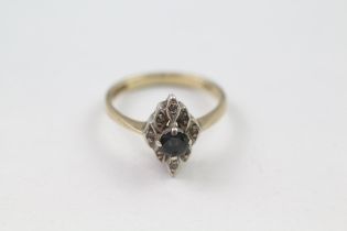 9ct gold sapphire & diamond dress ring (2.6g) Size N