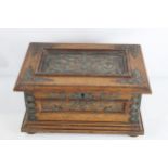 Victorian Wooden Keepsake Box With Metal Cutout Embellishments & Rounded Feet // Approx