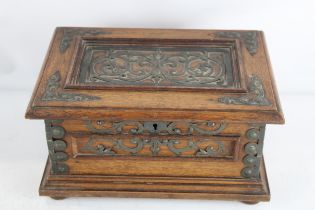 Victorian Wooden Keepsake Box With Metal Cutout Embellishments & Rounded Feet // Approx