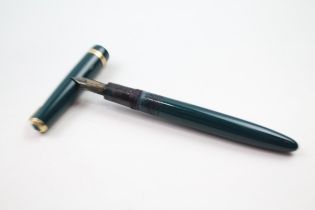 Vintage PARKER Maxima Green Cased Fountain Pen w/ 14ct Gold Nib WRITING // Dip Tested & WRITING In