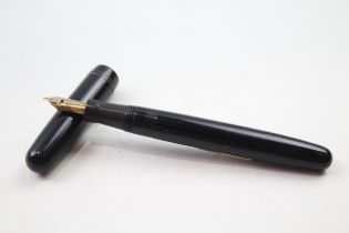 Vintage MABIE TODD Swan Self Filler Calligraph Black Fountain Pen w/ 14ct Nib // Dip Tested &