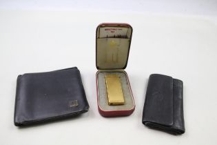 3 x Dunhill Items Inc. Rollagas Gold Plated Lighter - Tobacco Pouch & Wallet // 3 x Dunhill Items