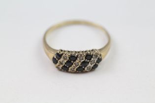 9ct gold sapphire & diamond ring (2.9g) Size X